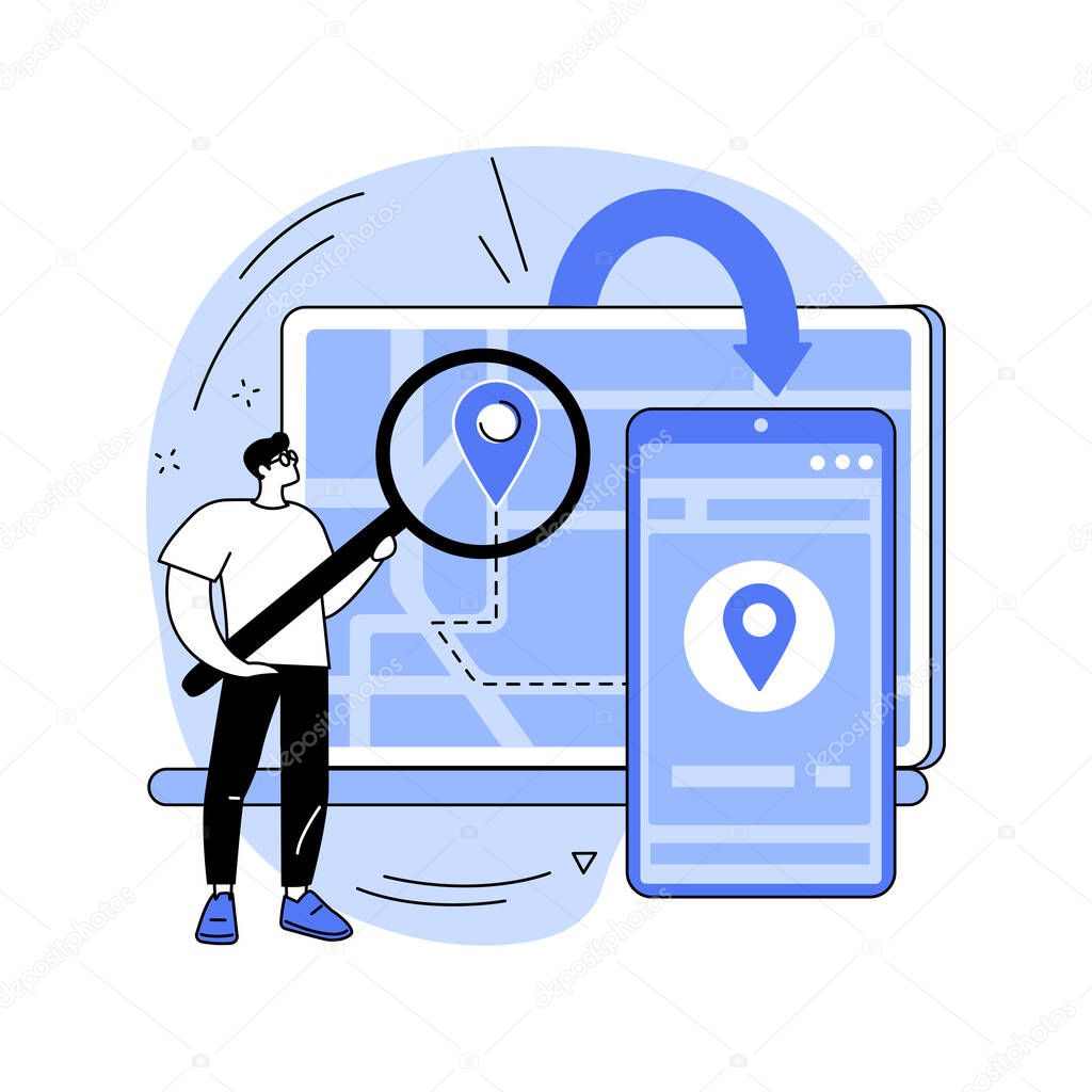 Cross-device tracking abstract concept vector illustration.