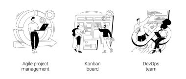 Yazılım geliştirme şirketi soyut konsept vektör çizimleri.