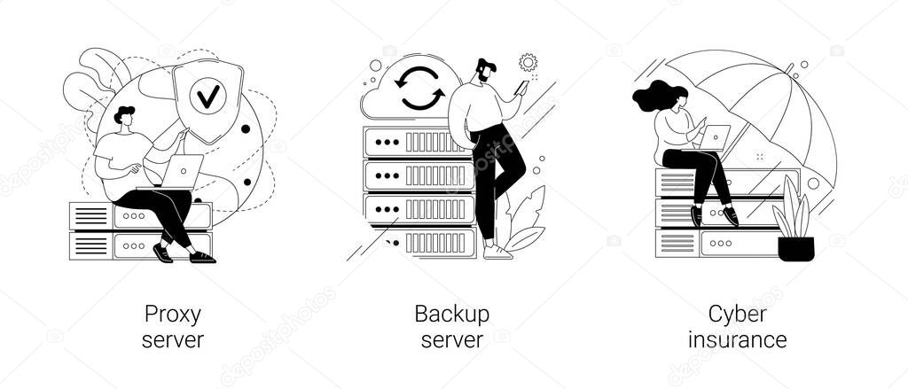Online data access and security abstract concept vector illustrations.