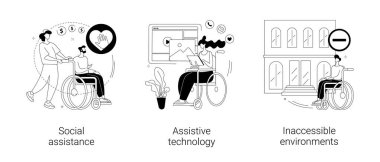 Engelli kişi soyut konsept vektör çizimleri için yardım.