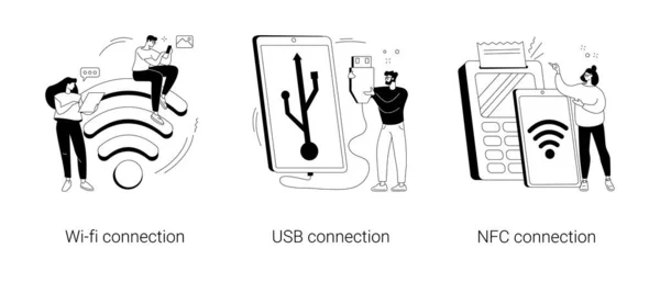 Device connectivity abstract concept vector illustrations. — Stock Vector