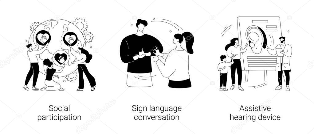 Social engagement abstract concept vector illustrations.