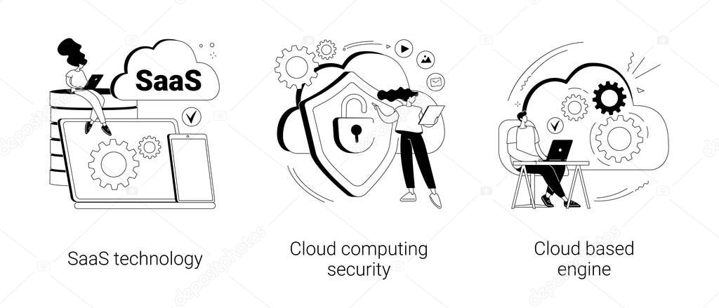Cloud software abstract concept vector illustrations.