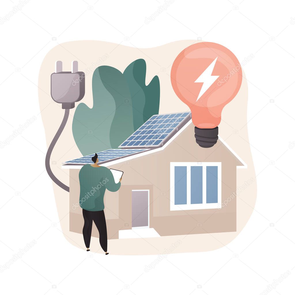 Energy-plus house abstract concept vector illustration.