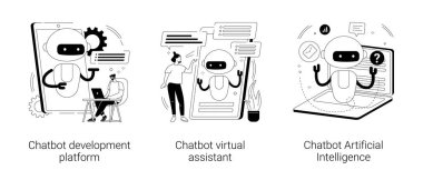 Chatbot programlama soyut konsept vektör çizimleri.