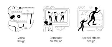 Video post prodüksiyon soyut konsept vektör çizimleri.