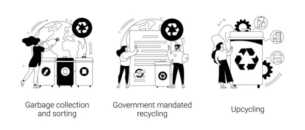 Likvidace odpadu a opětovné použití abstraktních vektorových ilustrací. — Stockový vektor