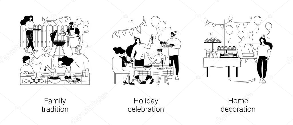 Home party abstract concept vector illustrations.