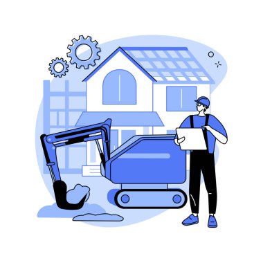 Otomatik inşaat ekipmanları soyut konsept vektör çizimi.