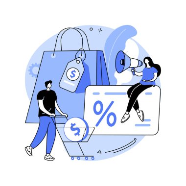 İndirim ve sadakat kartı soyut konsept vektör çizimi.