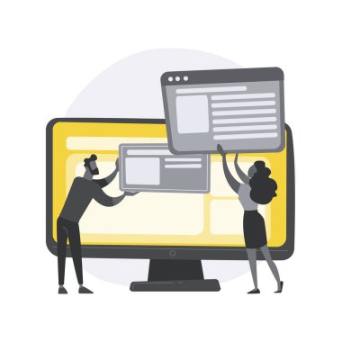 İniş sayfası oluşturma soyut konsept vektör çizimi.