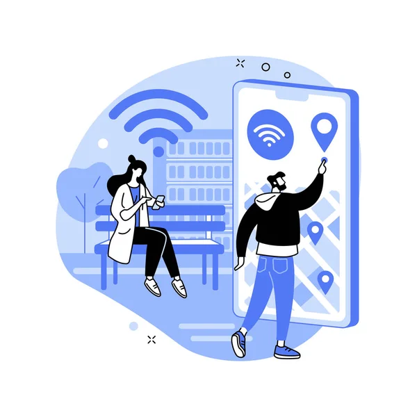 Publieke wi-fi hotspot abstract concept vector illustratie. — Stockvector