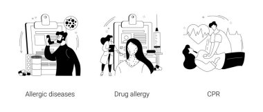 Allergic reaction abstract concept vector illustrations. clipart