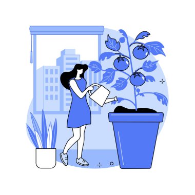 Evde bahçe işleri soyut konsept vektör çizimi.