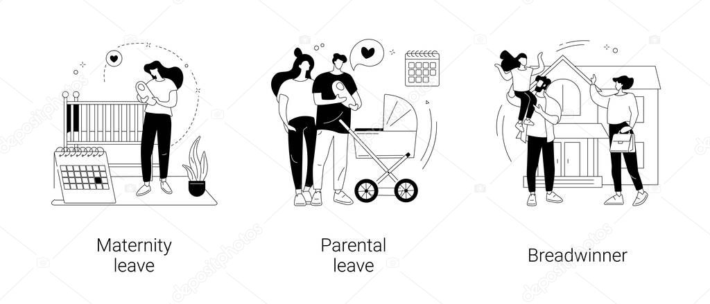 Care for children and family abstract concept vector illustrations.