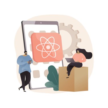 Yerel mobil uygulama soyut konsept vektör illüstrasyonuna tepki ver.