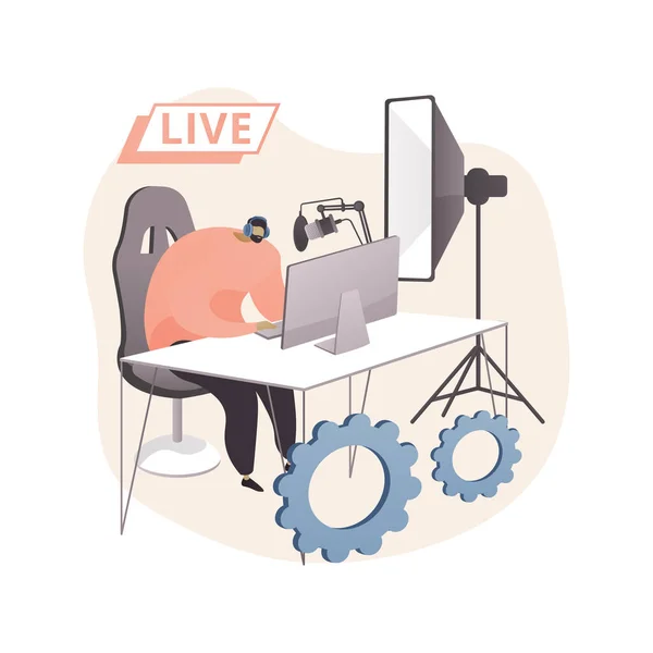 Professionell livestream abstrakt begrepp vektor illustration. — Stock vektor