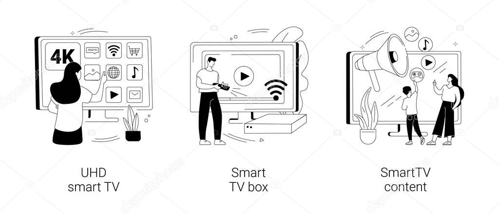 Watch TV abstract concept vector illustrations.