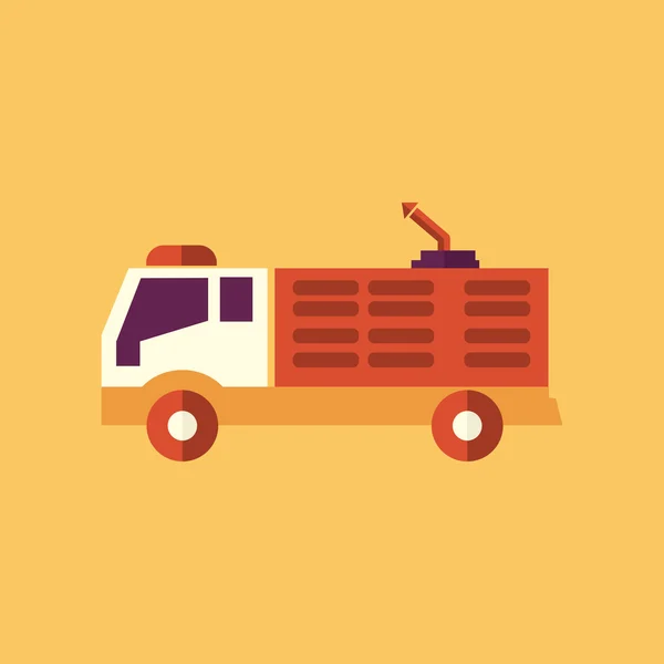 Brand vrachtwagen. vervoer platte pictogram — Stockvector