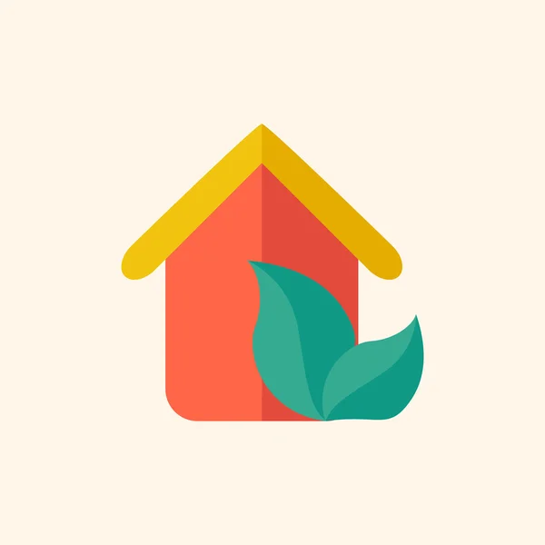 Umweltfreundliche Haus-Wohnung-Ikone — Stockvektor