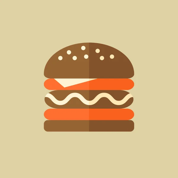 Hamburger. Food Flat Icon — Stock Vector