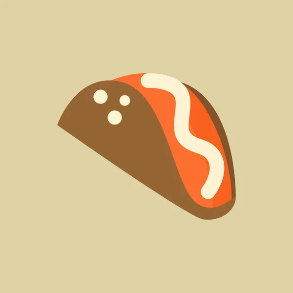 Taco. Icône plate alimentaire — Image vectorielle