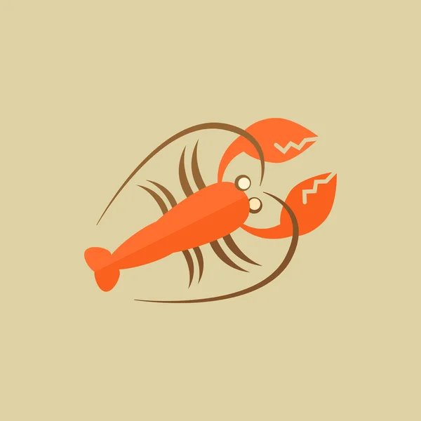 Langosta. Comida Flat Icon — Vector de stock