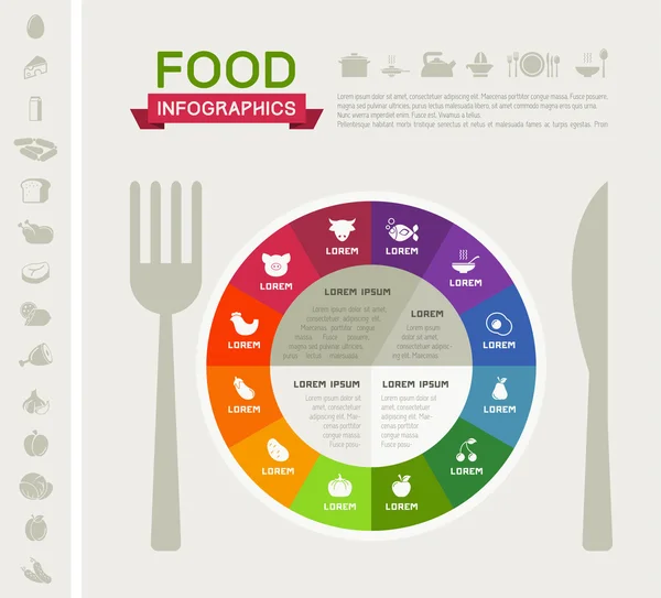 Modelo Infográfico de Alimentos Saudáveis . — Vetor de Stock