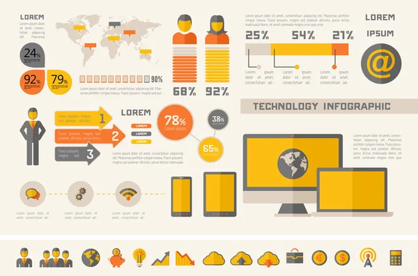 Elementos infográficos de la industria informática — Vector de stock