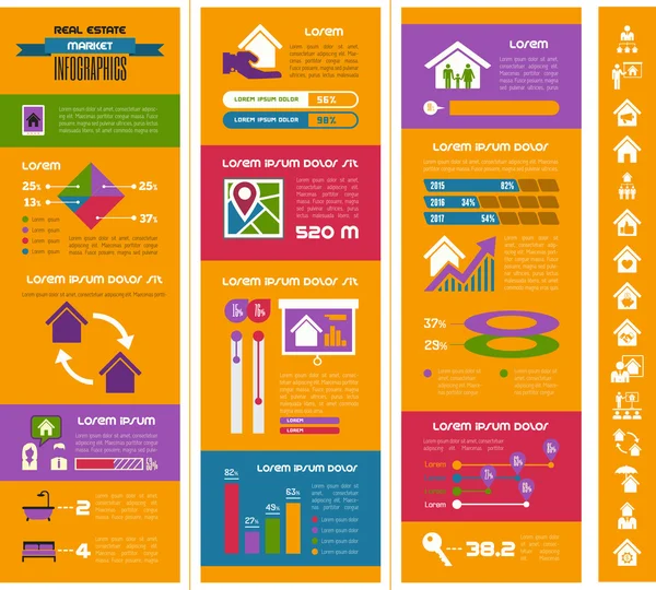 Infografías inmobiliarias . — Vector de stock