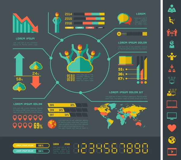 Modello di infografica sui social media . — Vettoriale Stock