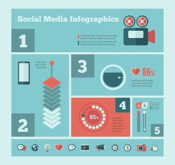 Sosyal medya infografik şablon. — Stok Vektör