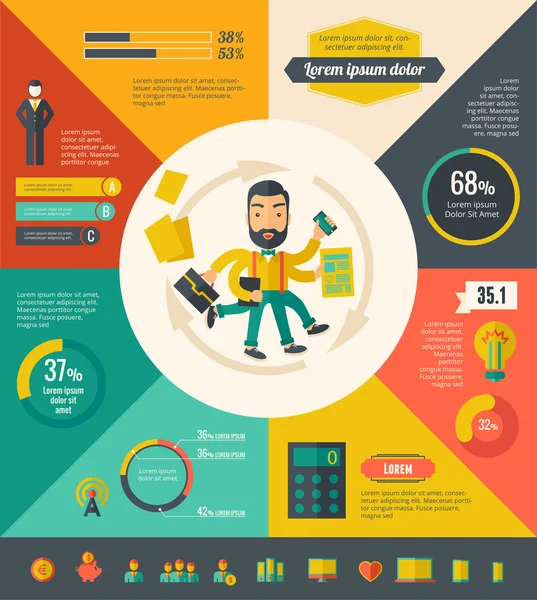 Elementi infografici multitasking — Vettoriale Stock