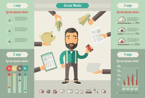 Sociale media infographic-elementen. — Stockvector