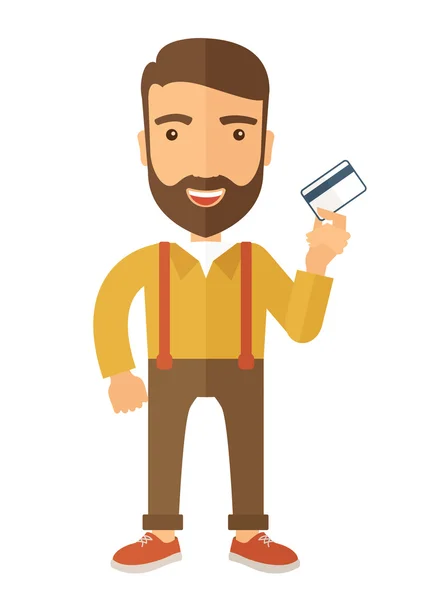 Business man holding credit card — Stock Vector