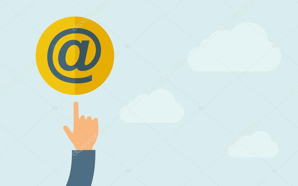 Hand pointing to Email icon