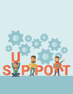 Men with support sign clipart