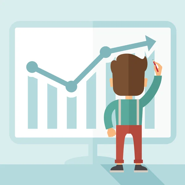 Succesvolle zakenman met een grafiek omhoog — Stockvector