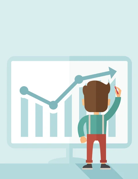Succesvolle zakenman met een grafiek omhoog — Stockvector