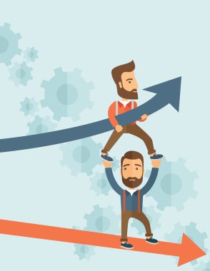 Mavi büyüyen başarılı iş grafik ve İşadamları