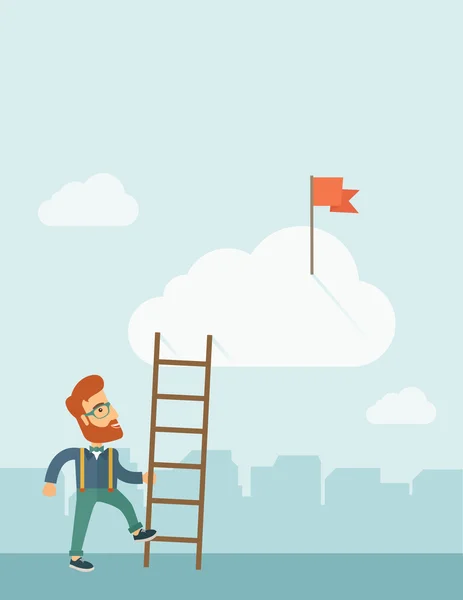 Man with a ladder. — Stock Vector