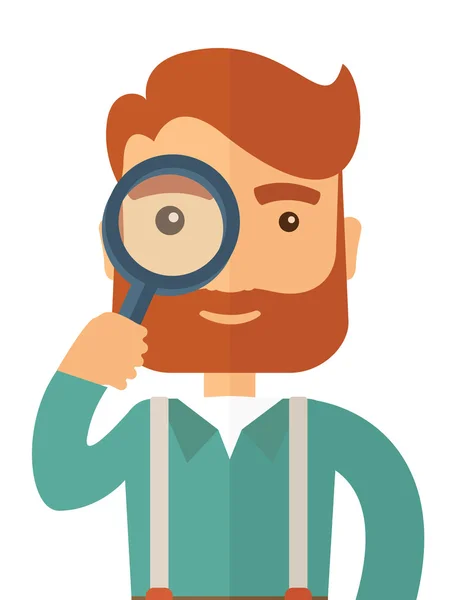 Man with the magnifying glass. — Stock Vector