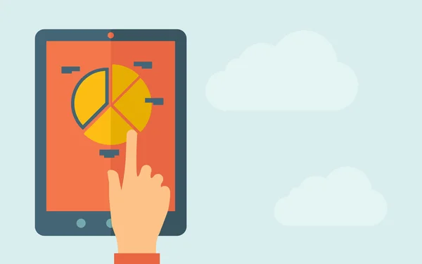 Beröring skärm tavlan med cirkeldiagram ikon. — Stock vektor