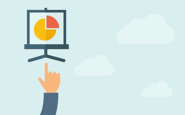 Mão apontando para gráfico de torta —  Vetores de Stock