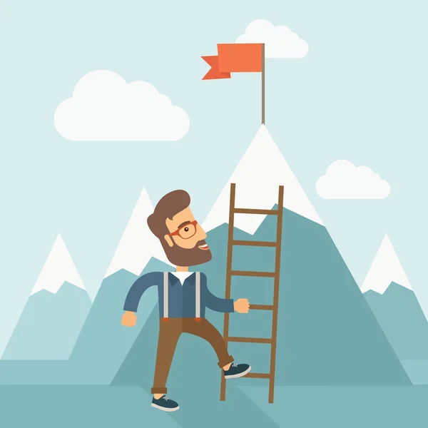 Man with a ladder. — Stock Vector