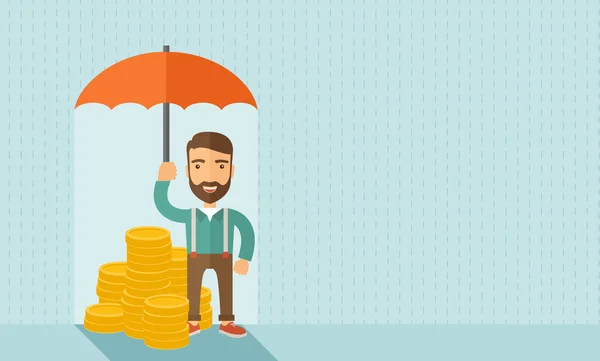 Geschäftsmann mit Regenschirm — Stockvektor