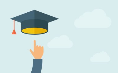 Mezuniyet kap gösteren bir el