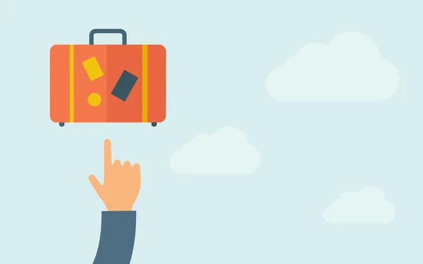 Hand pointing to  luggage — Stock Vector