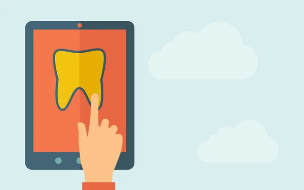 Tablette tactile avec icône dentaire — Image vectorielle