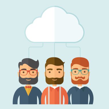 İşadamları bulut altında.